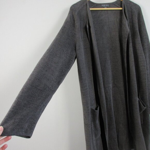 Barefoot Dreams Cozy Chic Ultra Lite Women's Cardigan M Grey Long Open Front 776 - Picture 5 of 9
